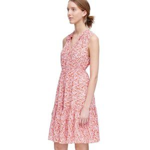 Rebecca Taylor Block Floral Print Silk Dress Red